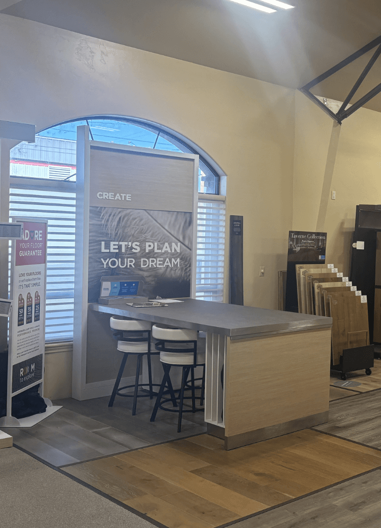 Gallagher's Flooring showroom with meeting area