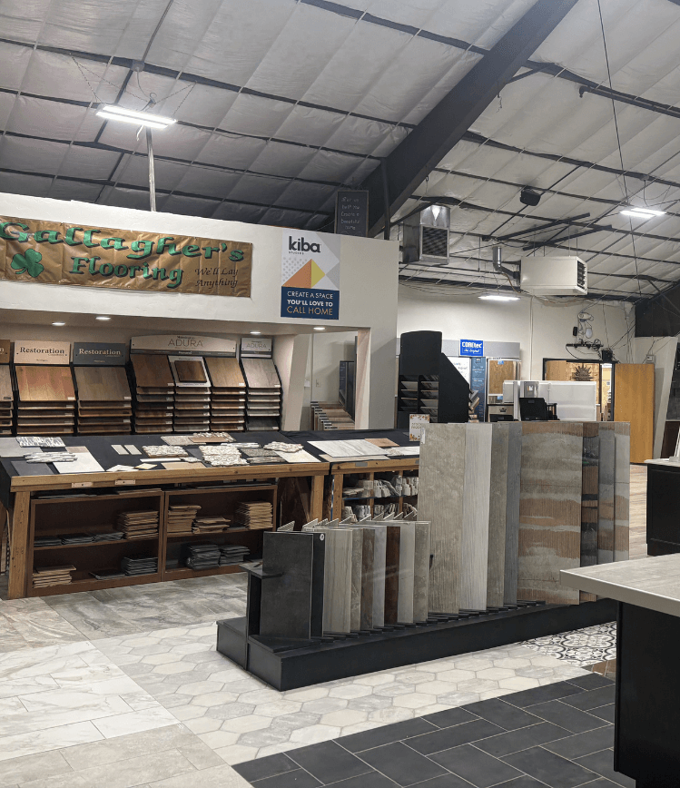 showroom photo of tile and laminate options