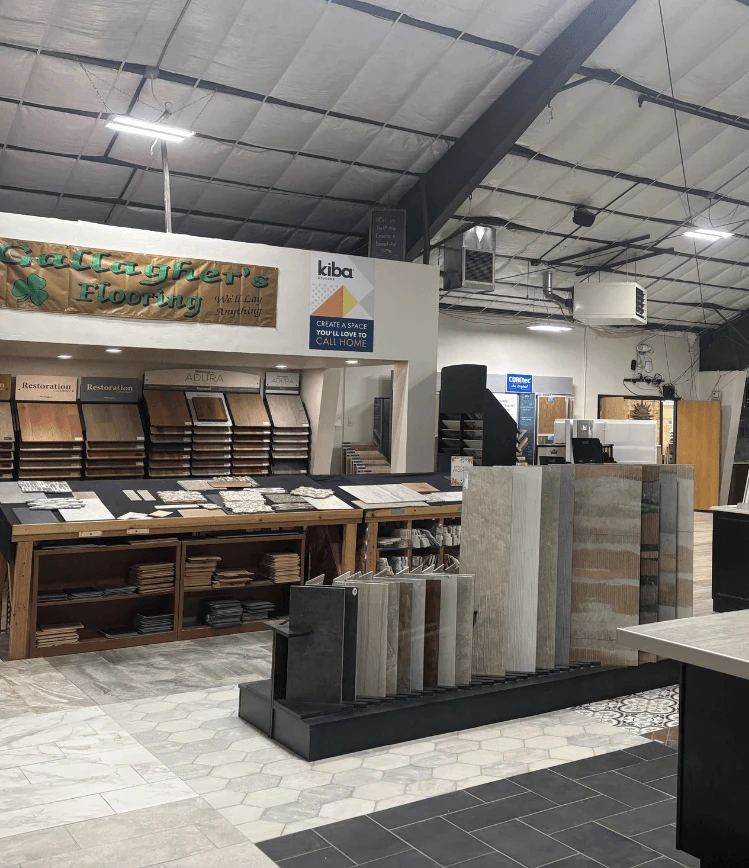 showroom photo of tile and laminate options