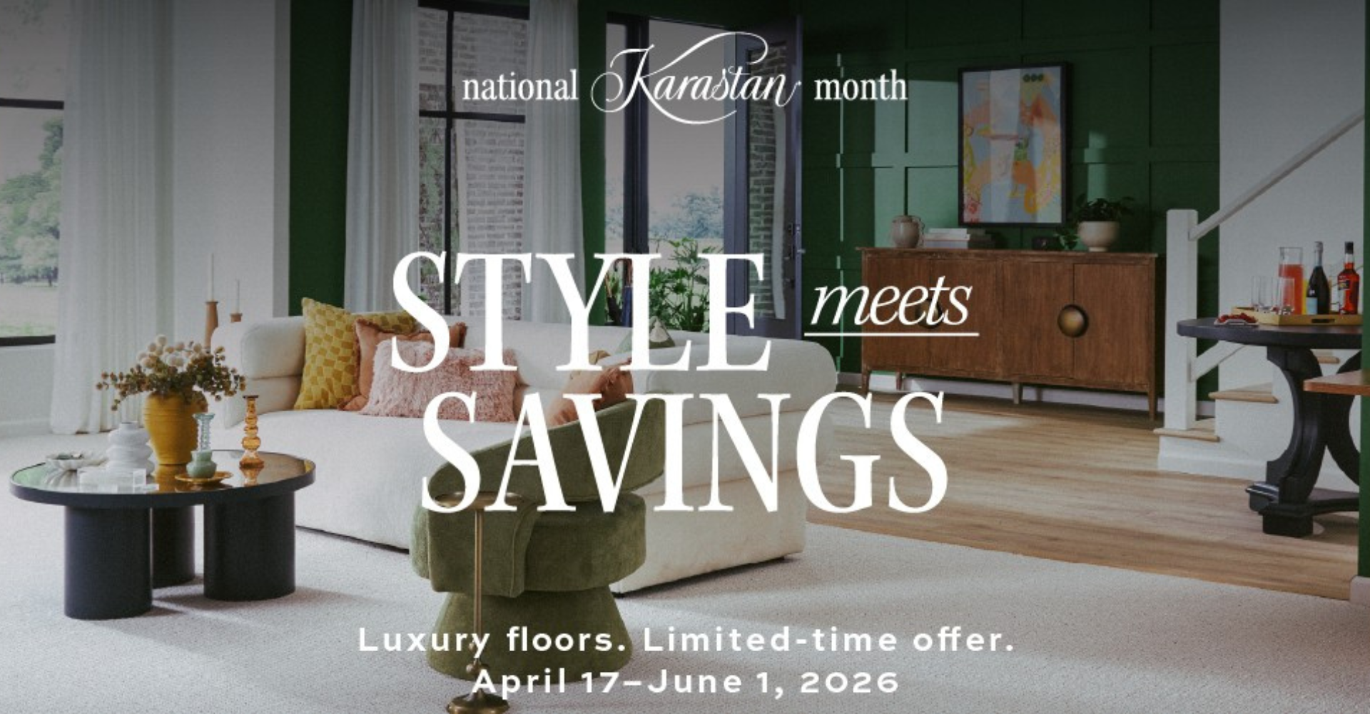 national karastan month living room scene